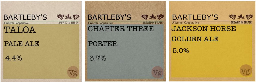 ❄️Winter is here - and so are our new beers!❄️
In this week: 
🍺 TALOA - our new alternative Pale Ale 
🍺 Chapter Three - an easy drinking Porter 
🍺 Jackson Horse - our fav Golden Ale 
For more info email us at: info@bartlebysbrewery.com #RealAle #VeganAle #workerscooperative