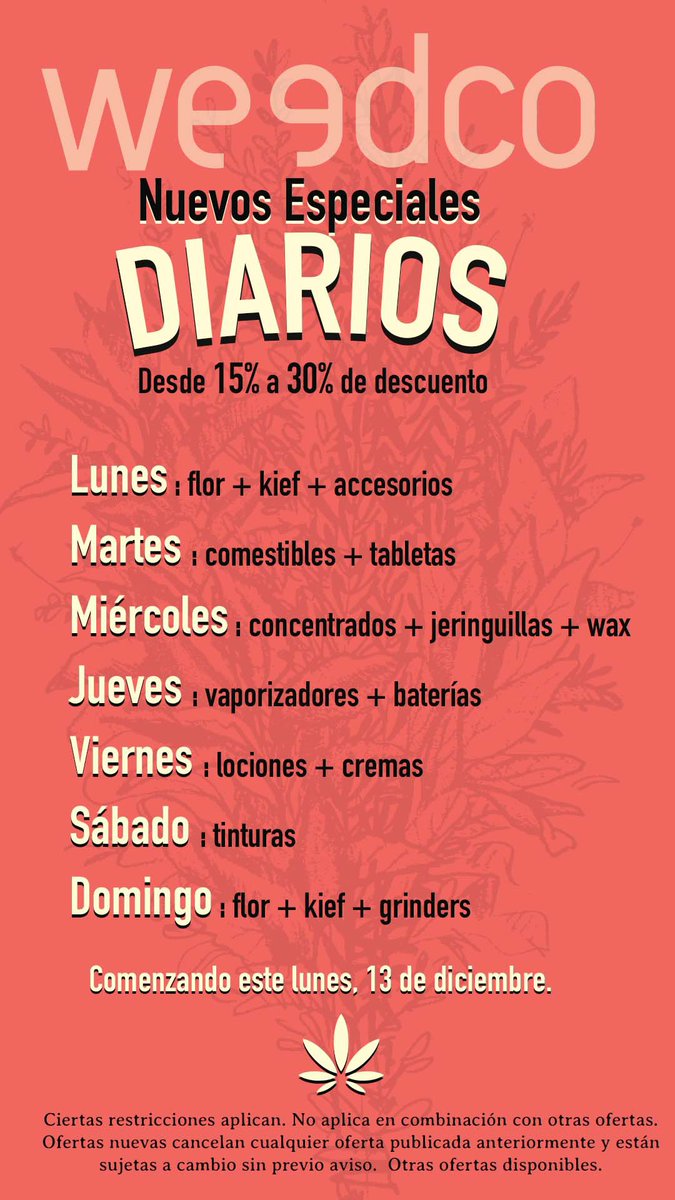 OmgWeedco's tweet photo. Nuevos Especiales Diarios en Weedco🤩💚🎄 https://t.co/87THs2lbqM