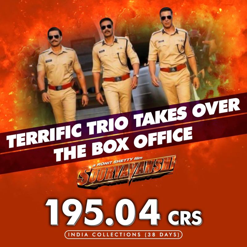 TERRIFIC TRIO TAKES OVER THE BOX OFFICE! 

#Sooryavanshi
#SooryavanshiInCinemasNow

Book tickets now: 

@bookmyshow: bookmy.show/sooryavanshi/b…

@PaytmTickets : m.paytm.me/sooryavanshi

#BackToCinemas