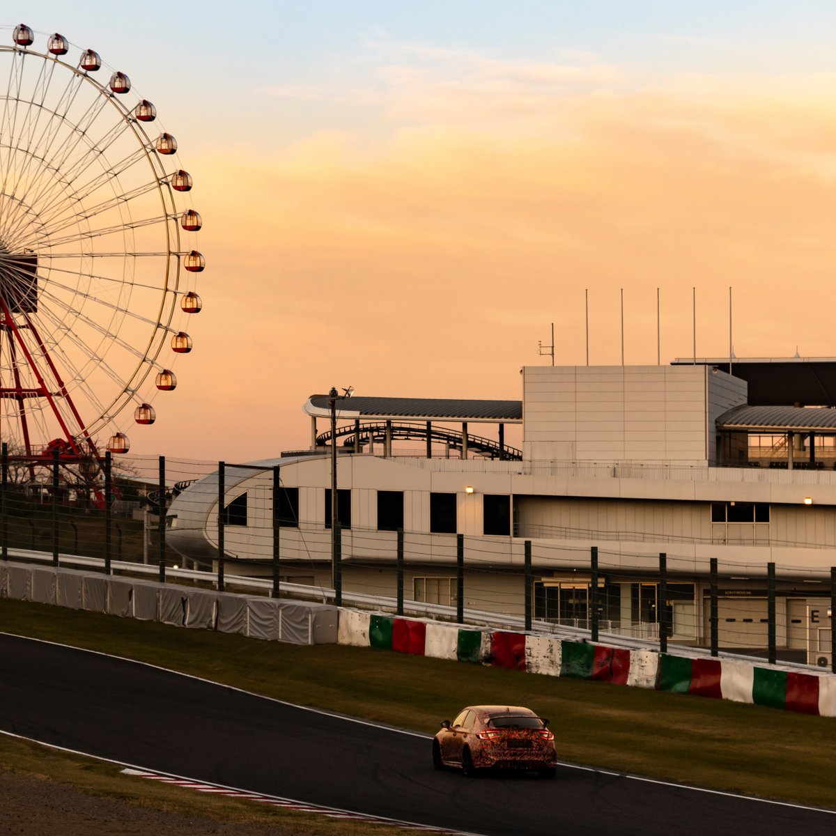 Honda's tweet photo. Development continues on the all-new Civic #TypeR at the Suzuka Circuit racetrack. https://t.co/lDYwezvjgT