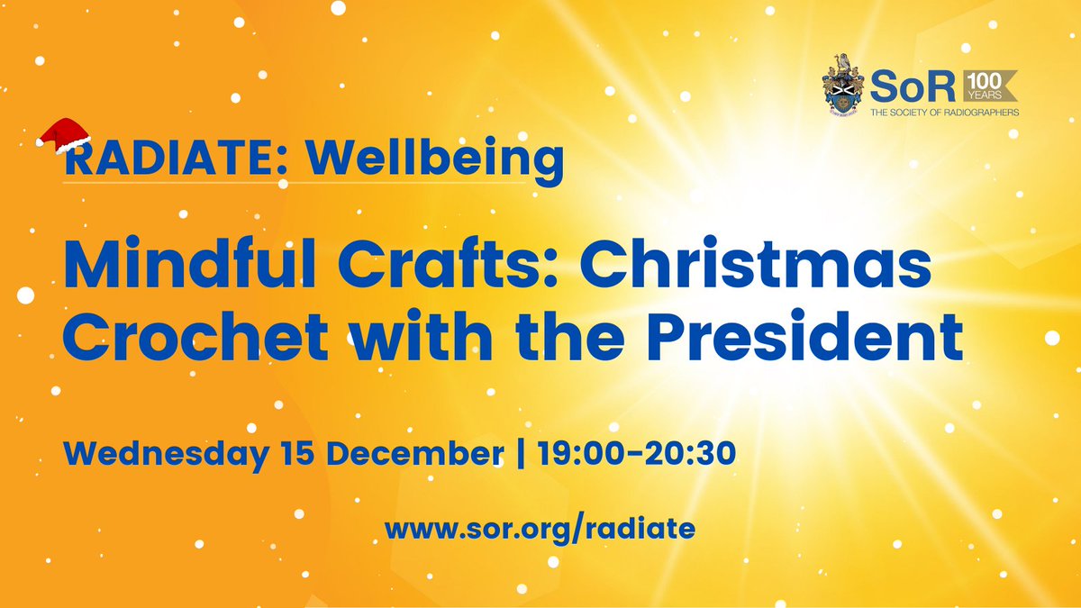 It’s your last chance to register for our first crafting session of the RADIATE: Wellbeing programme! <a href="/SCoRMembers/">SCoR Members</a> book your place by 5pm on Wednesday 15 December: bit.ly/sor-radiate <a href="/Lostboi_Xray/">Claire Donaldson</a> #radiatewellbeing