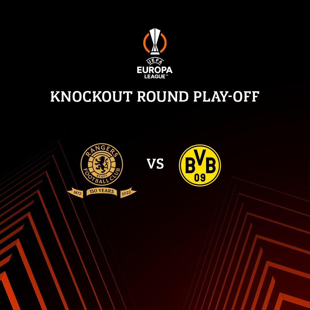 Rangers Football Club (@rangersfc) on Twitter photo 🆕 #RangersFC will face <a href="/BVB/">Borussia Dortmund</a> in the <a href="/EuropaLeague/">UEFA Europa League</a> knockout round play-off.
#UEL | #UELdraw 🆕 #RangersFC will face <a href="/BVB/">Borussia Dortmund</a> in the <a href="/EuropaLeague/">UEFA Europa League</a> knockout round play-off.
#UEL | #UELdraw