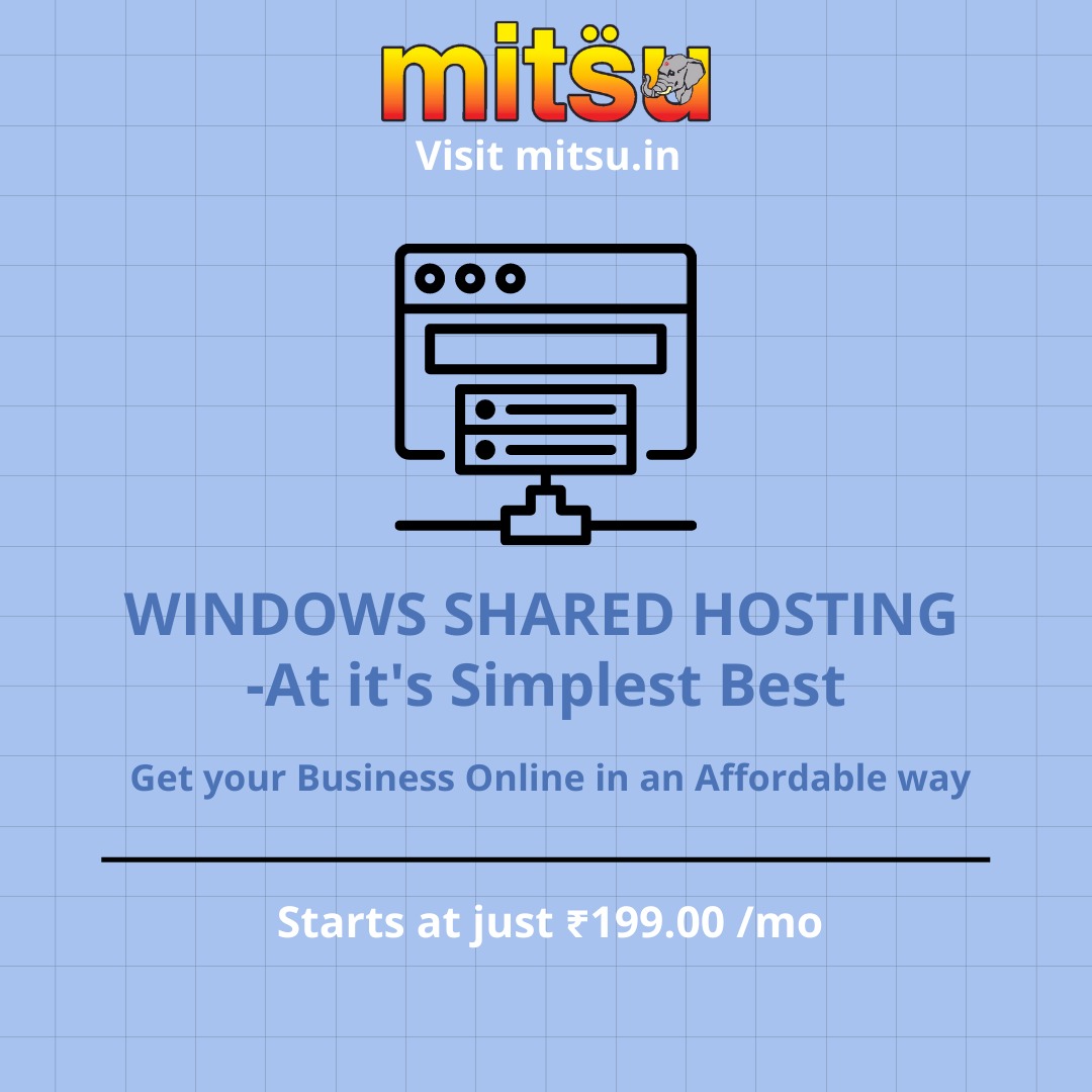 Windows Shared Hosting is perfect for smaller websites, blogs, etc. Comes with Plesk, ASP, IIS, and more. Multiple clients are hosted on a single server i.e. the clients share the server's resources. 
#website #webdesign #websitedeveloper  #hosting #clients #server #blogs #mitsu