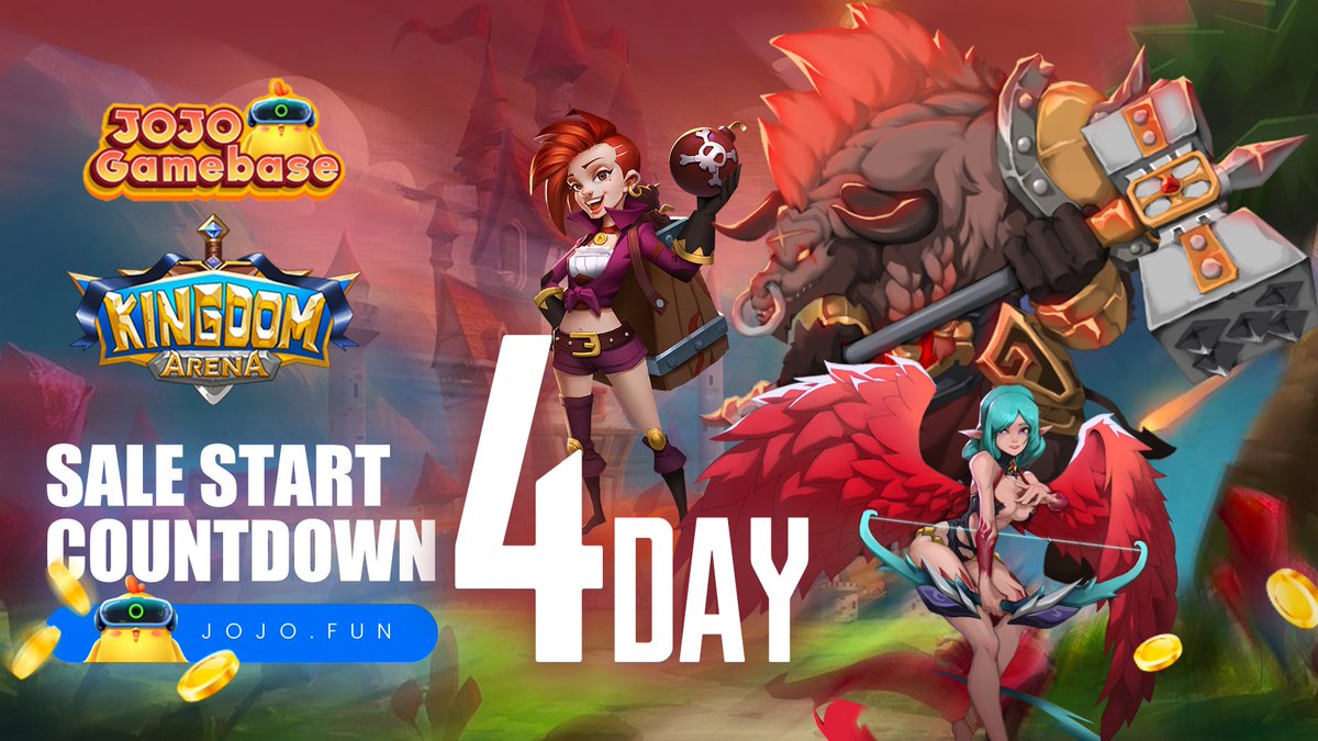 KingdomArenaBSC's tweet photo. ⏳LAST 4 DAYS

⏰#KingdomArena IGO will be launched on @JOJOMetaverse Gamebase at utc 12pm on Dec 16th

📑More news
https://t.co/BVKLZU9R3x

#BSC #BNB #NFT #GameFi #GameFi_IGO #PlayToEarn #P2EGame https://t.co/nRzgpX7zdj