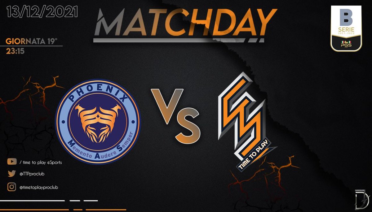 TTPproclub's tweet photo. | MATCHDAY⚽
| 📝@Vpg_italy
@TTPproclub 🆚 @PuMaSproclub
📅 13/12/2021 🕒22:20
| 📝@PGS_ITALY
@TTPproclub 🆚 #PhoenixMas
📅 13/12/2021 🕒23:15
#CsItalia #CsItaliaTTP #TimeToPlay https://t.co/uYLgwxHxN6