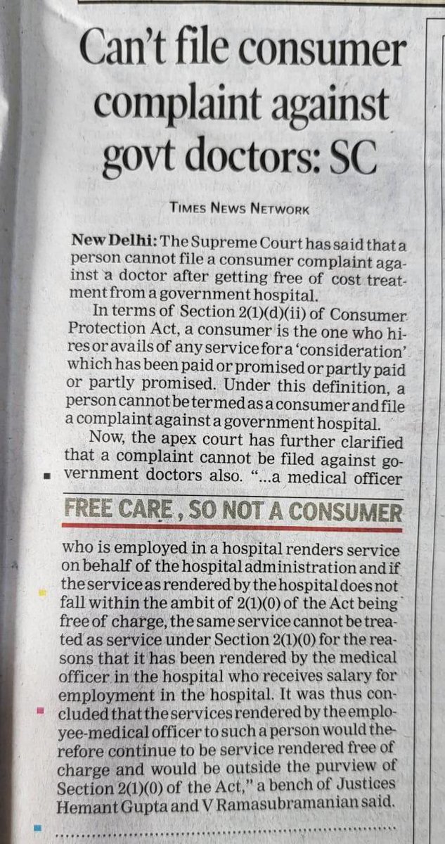 drvinay_aiims's tweet photo. Hats off to Apex Court🙏🙏🙏🙏
Let the patient remain as patient ..not consumer...so that doctor can treat his patient not a consumer... 
#MedEd #medtwitter https://t.co/d6eqzAAzgC