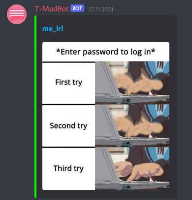 ModBot_Discord's tweet image. We love memes!
#Discord #Bot #Gaming