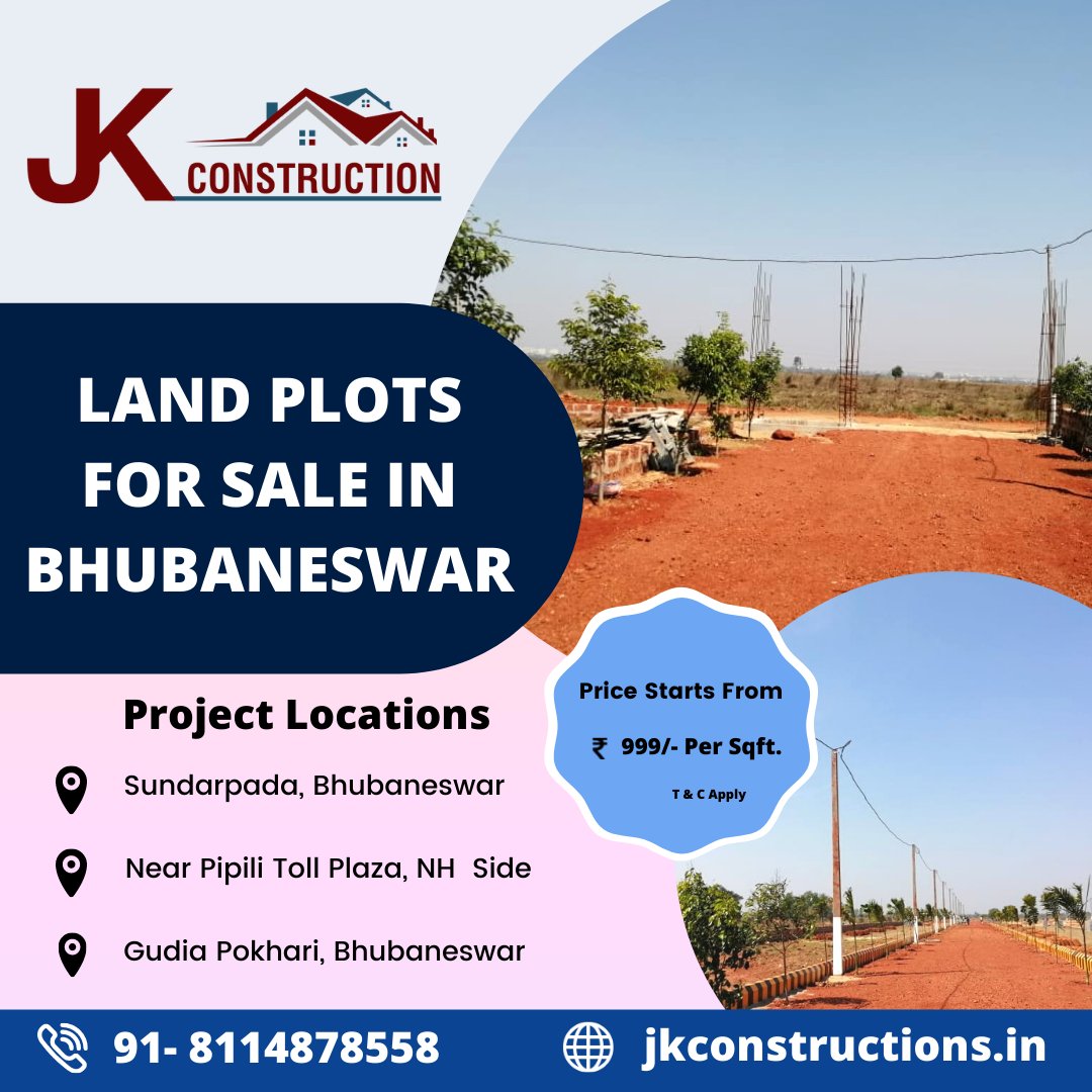jkbbsr's tweet photo. Are you looking for land and plots in Bhubaneswar? 

Visit JK Construction and get affordable land and plots in Smart City Bhubaneswar within your budget. https://t.co/gmpwHWJANN