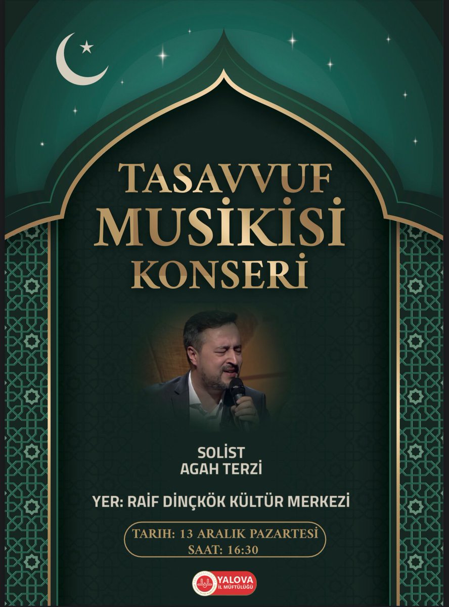 Agâh ile bugün Yalova'dayız.
...
📅13 Aralık Pazartesi
📍Yalova Raif Dinçkök Kültür Merkezi
🕟16.30
<a href="/Agah_Terzi/">Agâh</a>
#Agah #TasavvufMüziği #konser