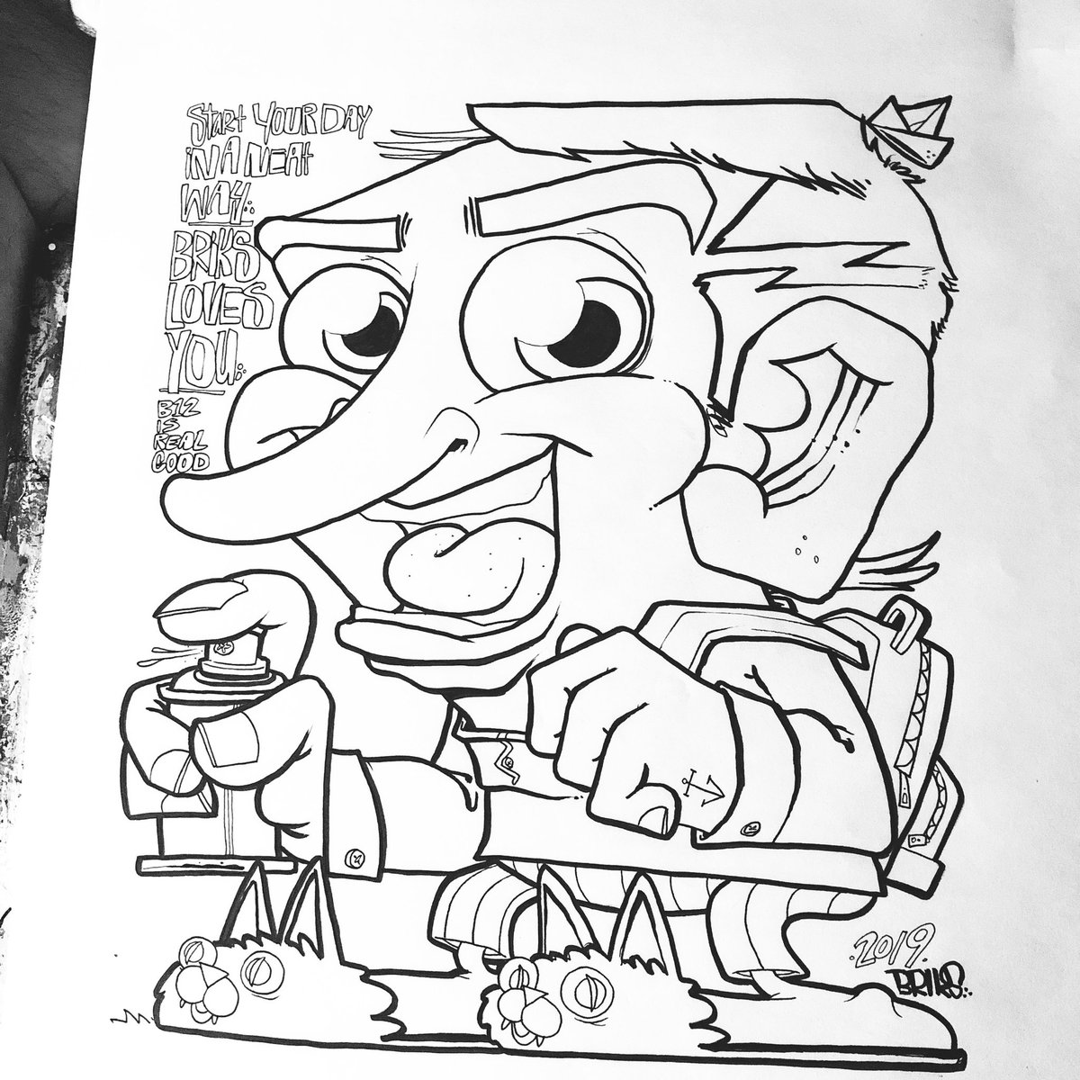 BriksLovesYou's tweet photo. Start your day a neat way. Illustration for a #bluedozencollective coloring book. #artist https://t.co/DzIRNXq1lN