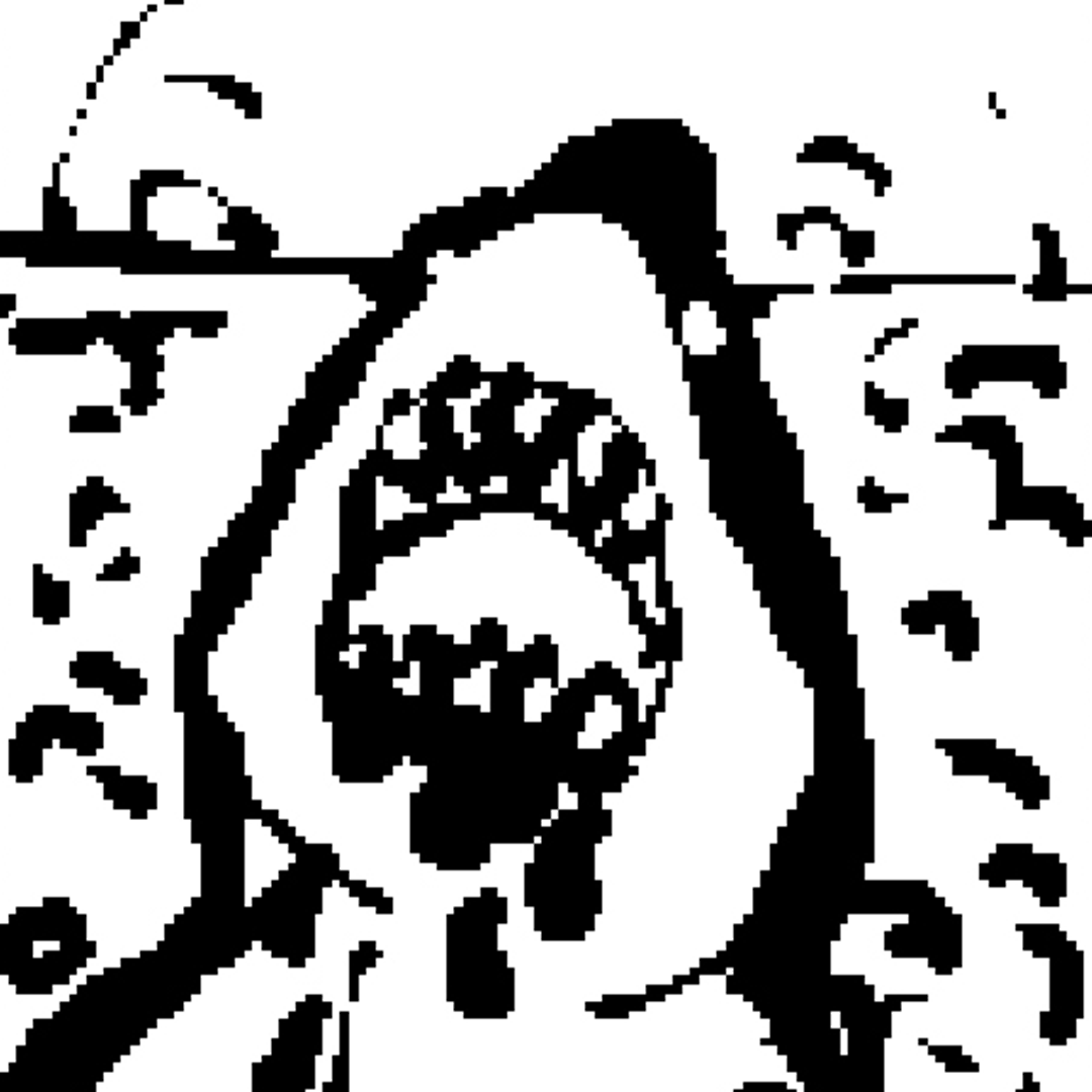 500kArt's tweet photo. " Les dents de la mer "... "The teeth of the sea"... that's the french title for Jaws in french.
More teeth: https://t.co/tFwM0ZpJGD
#500kart #shark #jaws #pixelperfect #youdraw #nftart #bnw #bw #monochrome #pixelart https://t.co/T1Tj8ovJak