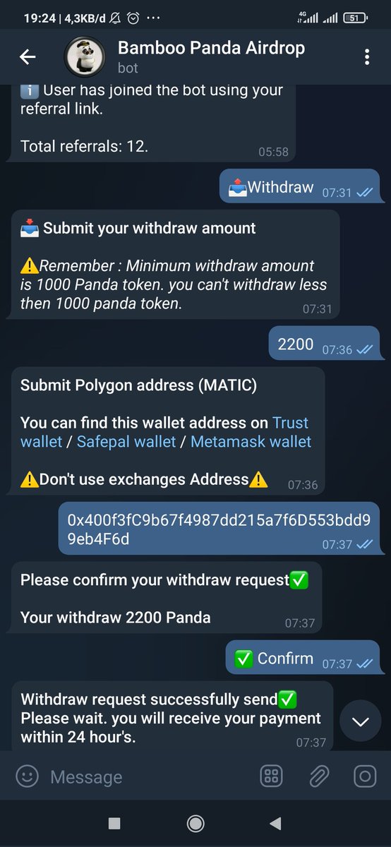 ChusnadiA's tweet photo. @BambooPanda_tw @BambooPanda_tw Please help me so far it hasn't worked until this withdrawal is 2200 coin withdraw on 10 december 2021 https://t.co/PdI4z3DENt