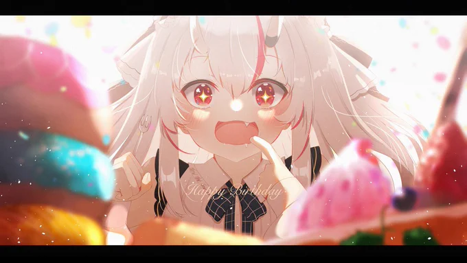 (再)
お誕生日おめでとうだ余😈🍰
#百鬼あやめ4th生誕祭  
#百鬼絵巻 
