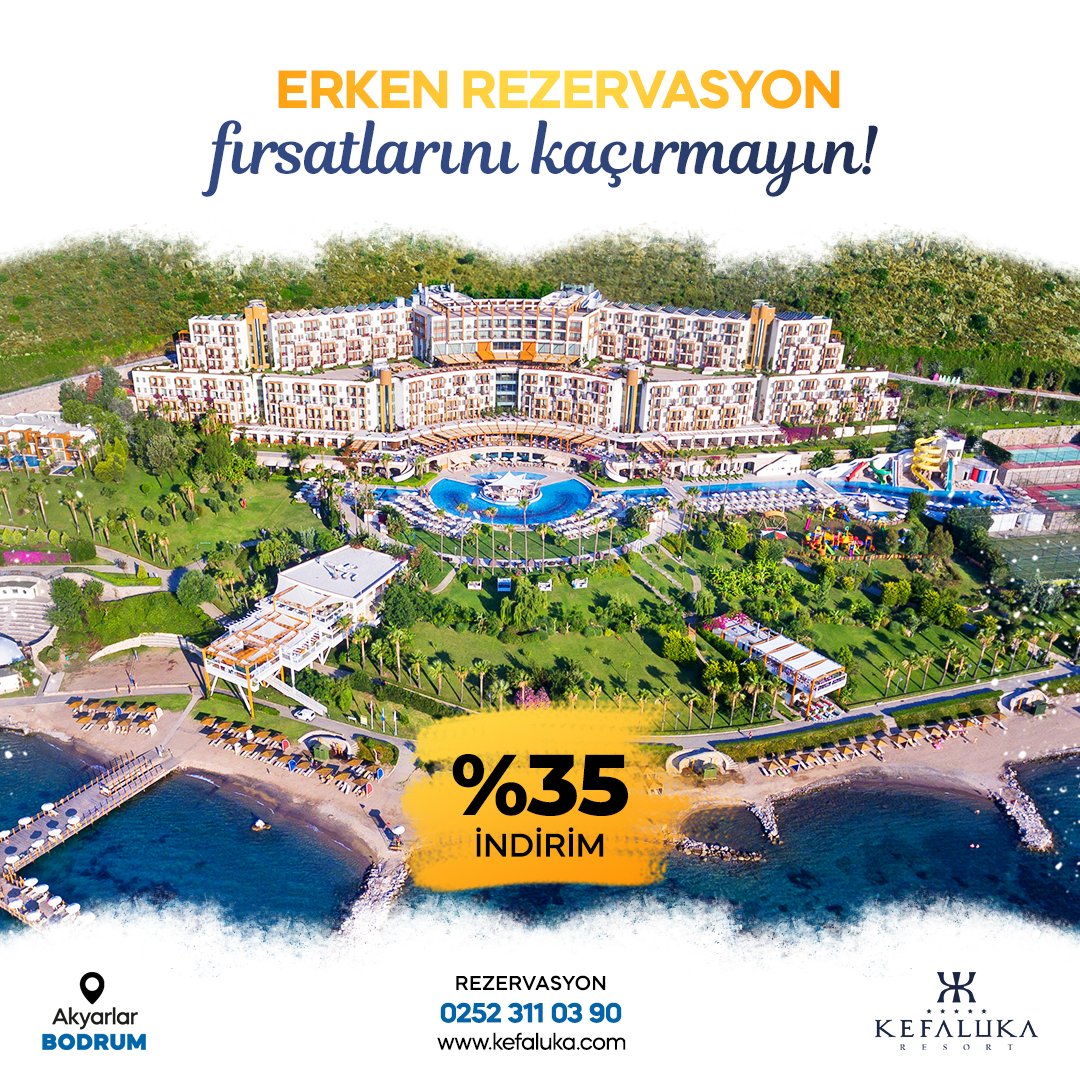 Kefaluka’da erken rezervasyon başladı! %35’e varan erken rezervasyon indirimini kaçırmayın!
#kefalukaresort #kefaluka #erkenrezervasyon #bodrum #tatil #eğlence #huzur #mutluluk #akyarlar