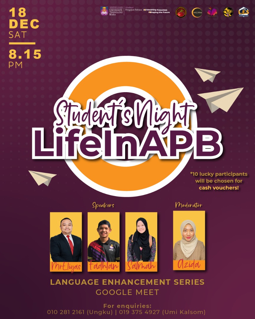 eclipseofeic's tweet photo. Curious to know how the university student’s life during this pandemic?🤔 Feeling nervous to get into university? 😱😰
Let’s have a chit chat with the APB Community!😍👋
#APBLevelUp
#LESMantAPB
#DemiAPB
#LanguageEnhancementSeries2021 https://t.co/HozzPBrFA4