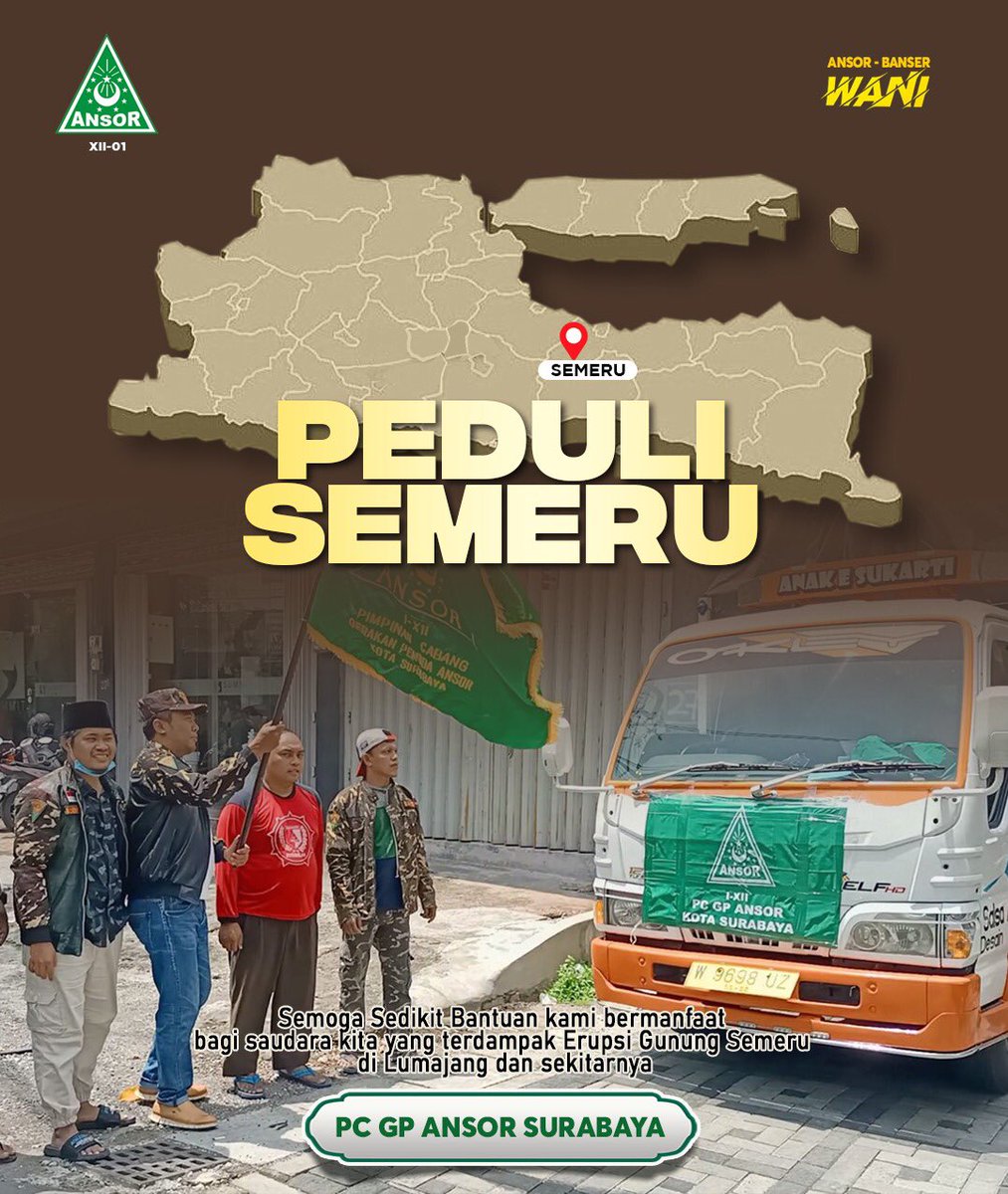 GP Ansor dan Banser Kota Surabaya Kirim Logistik serta Relawan Bantu Korban Erupsi Semeru