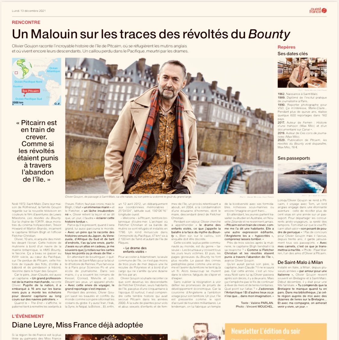 OlivierMilan's tweet photo. On va pas se mentir. T’as raté ta Life si à 59 berges t’as pas fait la der de Ouest France. #bounty #pitcairn #maxmilo #jaipasderolex #seguelanotdead https://t.co/OfvHuXoa4i