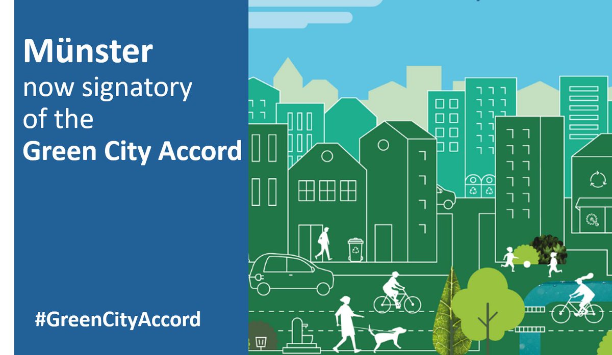 Congratulations to #ICLEIMember <a href="/muenster_de/">Stadt Münster</a> 🇩🇪  for signing the #GreenCityAccord. 👏We are delighted <a href="/LeweMarkus/">Markus Lewe</a> has decided to join the movement of mayors committed to greener, healthier and cleaner cities. 💧🌱🌬️♻️🔊