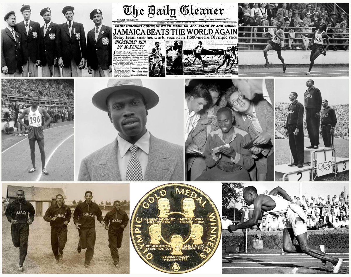 George Rhoden, Jamaica’s Second Olympic Gold Medallist, born 95 years ago today on 13 Dec 1926, in Kingston. 22 Aug 1950 400m world record 45.8s. Double Olympic Gold Helsinki 1952; won 400m; anchored 4x400 team to new world record. Today’s stars stand on the shoulders of giants. https://t.co/cR9CCtHwtI