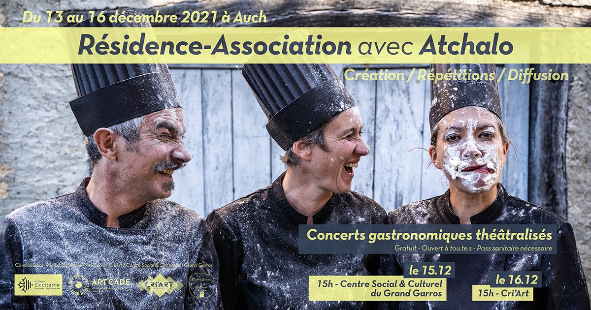 👁‍🗨 Résidence-Association 👁‍🗨
Cette semaine, nous organisons une Résidence-Association en partenariat avec les copaings d’Art'Cade (SMAC Ariège). Pour voir l'évolution du spectacle en live, RDV les 15 et 16.12 😉