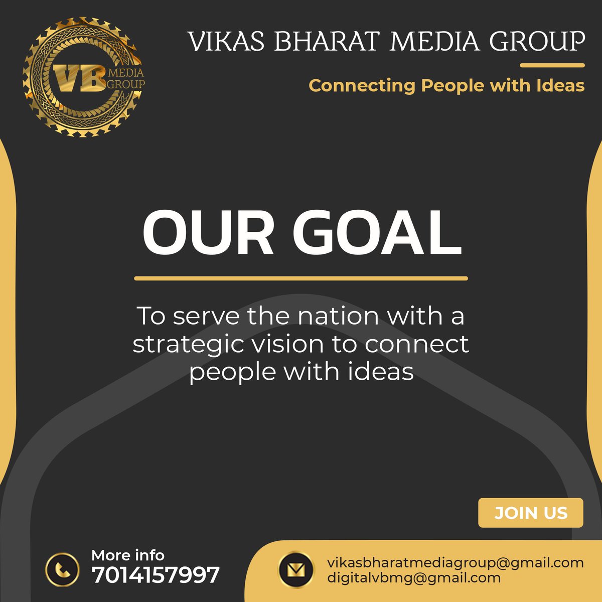 vbmg_india's tweet photo. Our goal is to strengthen the media fraternity to its very core and serve the nation with a strategic vision to connect people with ideas. We are here to bring the change and pave the path of thriving India and its youth.
#VBMG #vbmgindia #vikasbharatmediagroup #VBmediagroup https://t.co/sMOEJvinEN