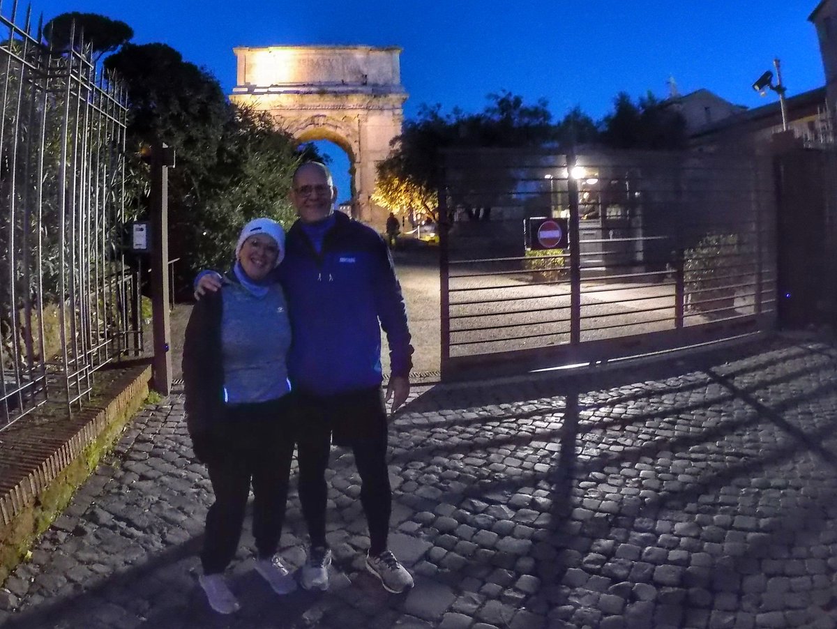 SPQRun's tweet image. A cold run this early morning in Rome with our friends from #Israel
We took this photo just in front the Arch of Titus 81AD
It is a symbol of the Jewish diaspora, and the menorah depicted on the arch served as the model for the menorah used as the emblem of the state of Israel.
