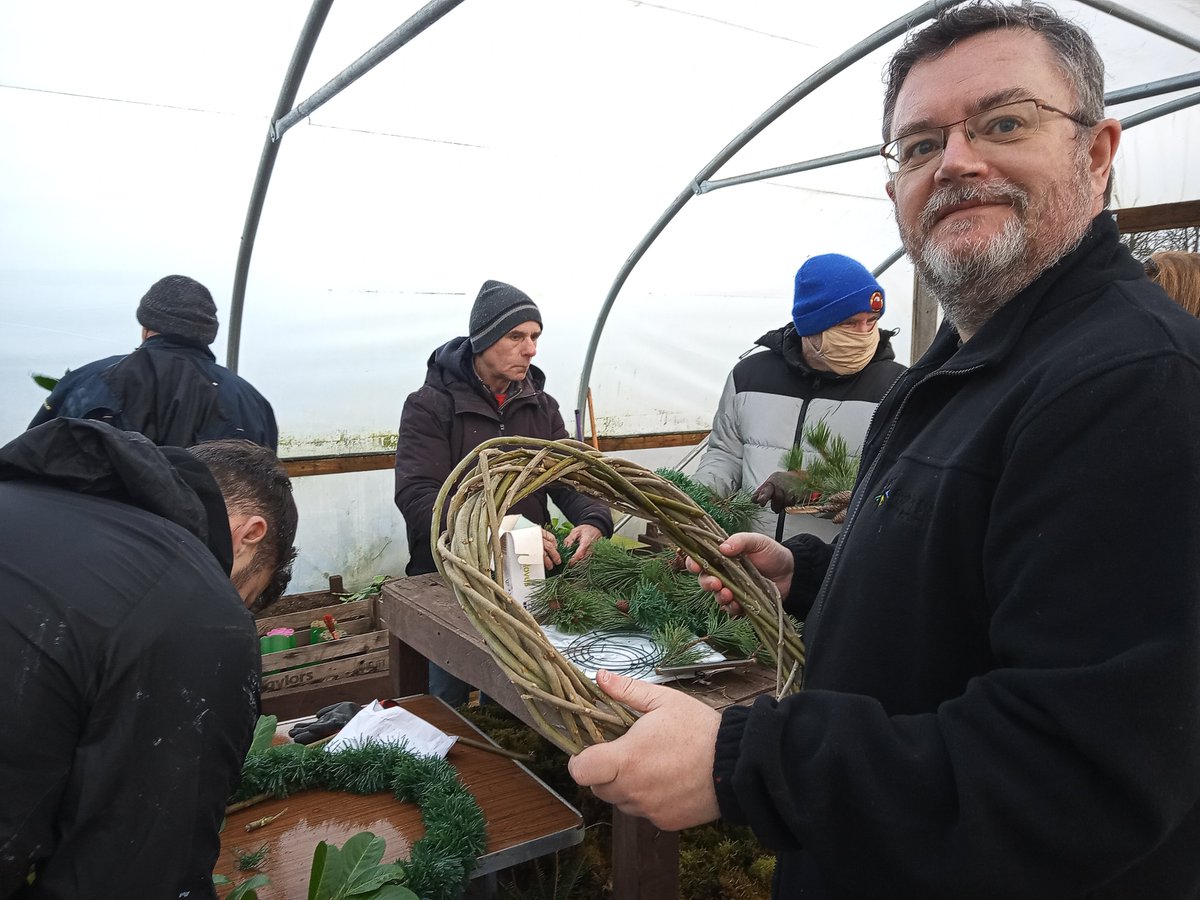 TAyrshireCT's tweet photo. The Positive Steps team were out at Eglinton Community Garden today making festive Christmas wreaths with the help of their amazing volunteers. Don't these look fantastic?!

Thinking about a new start for 2022? Get involved in the Positive Steps programme contact donald@tact.scot https://t.co/GrKp0xasQQ