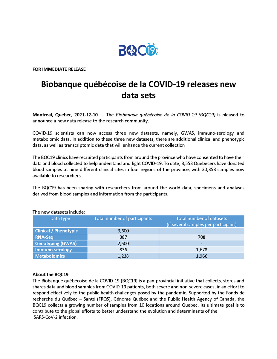 Biobanque québécoise de la COVID-19 tweet media
