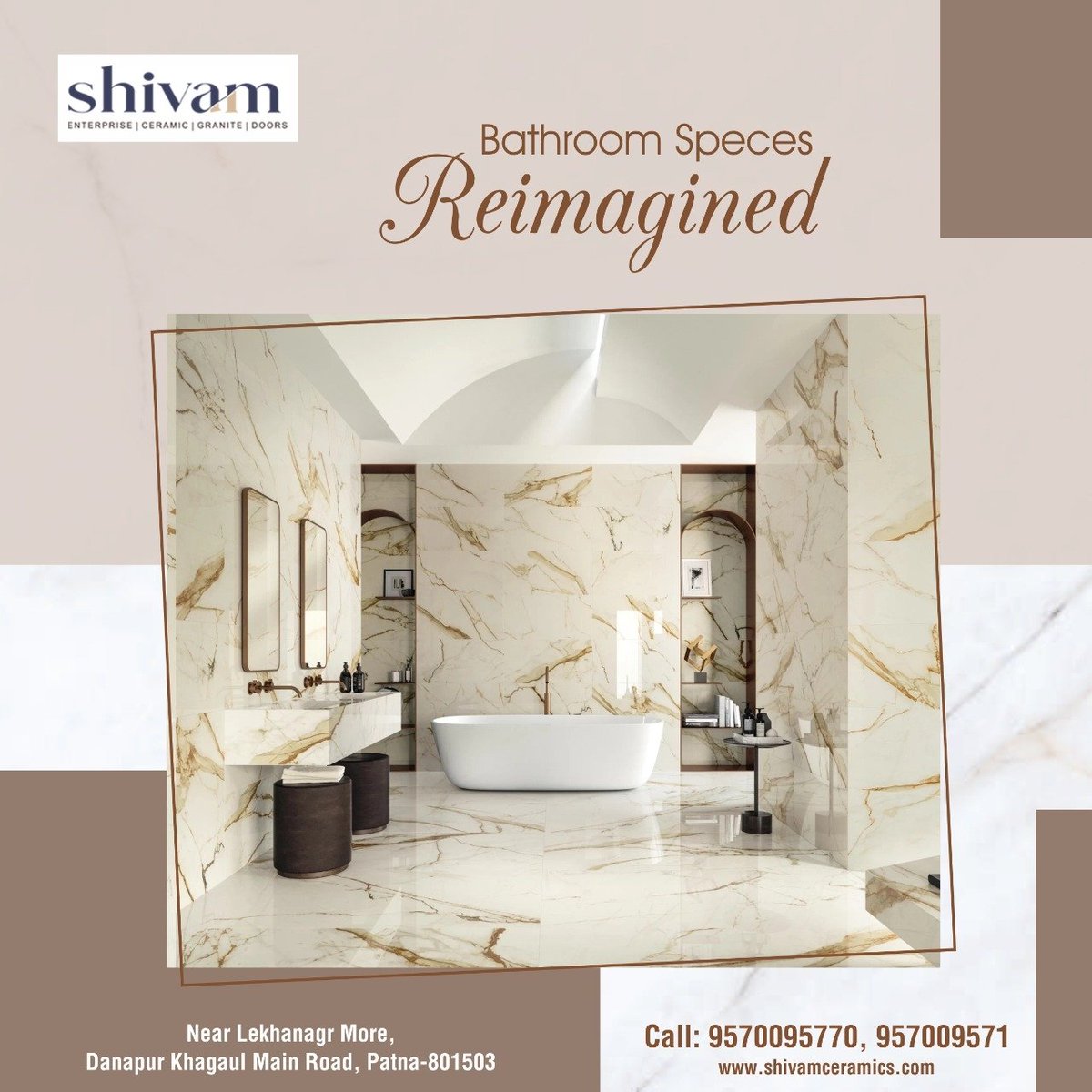 Redesign your bathroom with the perfect collection of international quality best in class bathroom fittings from the best range of Shivam Ceramic✌️
.
.
.
.
#shivamgranites  #shivamdoors #ShivamTiles #ShivamBathware #ZameenSeJudey #LargestTileCollection #TileInnovation