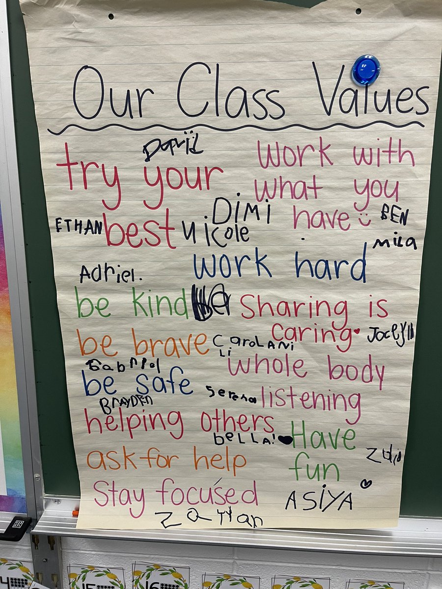 MsNiepsuj's tweet photo. Our classroom values from the beginning of the year β> to now. When a first grader tells you that they value βleadershipβ and βchoice,β you know that youβre doing something rightππ¦π #morethanever #llhasheart https://t.co/PM9FKrlWrH