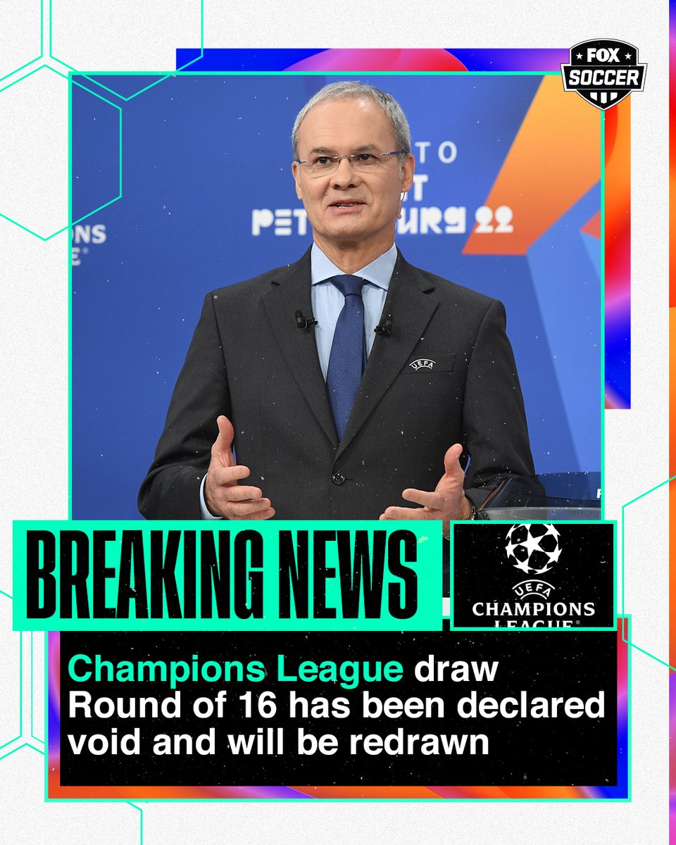 FOXSoccer's tweet photo. BREAKING: Champions League draw Round of 16 has been declared void and will be redrawn https://t.co/21S2DWIGO3