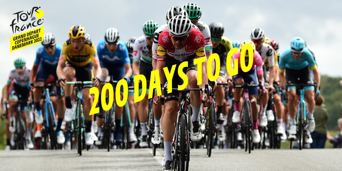 Only 200 days to go until <a href="/LeTour/">Tour de France™</a> starts in Denmark! 💛🚴‍♂️ It will be an amazing celebration throughout all of Denmark, where the whole world is invited to join next summer. We can’t wait. 🤩
#letourdk #tdf2022