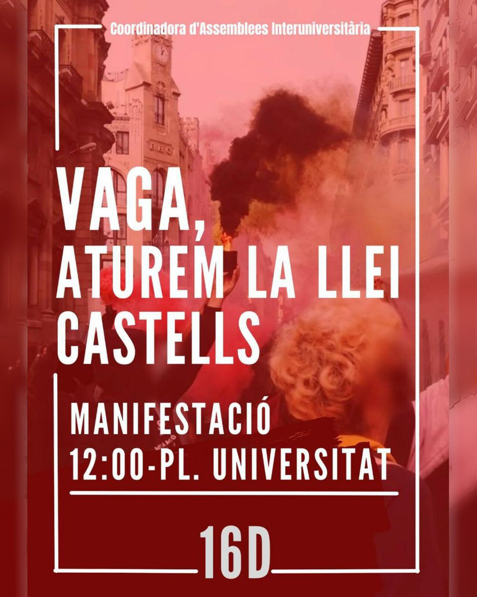 Aquest dijous 16, mobilitza't contra la intrusió del capital a les universitats i contra la precarització que vivim estudiants i treballadores!

No volem aquesta LOSU! L'estudiantat té veu i se'ns ha d'escoltar!

#Vaga16D ✊
