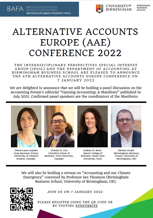 UoBAccounting's tweet photo. The final programme for the #2022AAE conference will be out soon! We’re excited to host outstanding presentations in interdisciplinary and critical accounting and a panel discussion on the 'Accounting Manifesto'! Register here: https://t.co/wASxl0ixr3 https://t.co/guUpmSm8OP