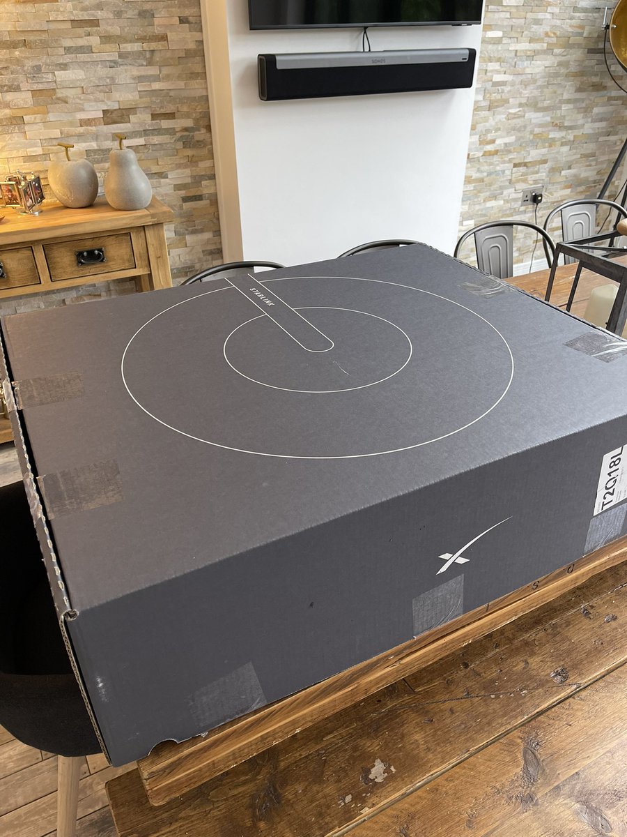 Dfranky87's tweet photo. My first tweet sent through space… @elonmusk honestly can say it’s a game changer. No ISP could get me broadband above 5mbps and 💥 instant 222mbps thanks to @SpaceXStarlink well done all involved - changing the future without doubt https://t.co/y9UG1M5NiE