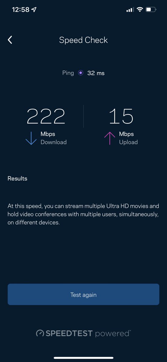Dfranky87's tweet photo. My first tweet sent through space… @elonmusk honestly can say it’s a game changer. No ISP could get me broadband above 5mbps and 💥 instant 222mbps thanks to @SpaceXStarlink well done all involved - changing the future without doubt https://t.co/y9UG1M5NiE