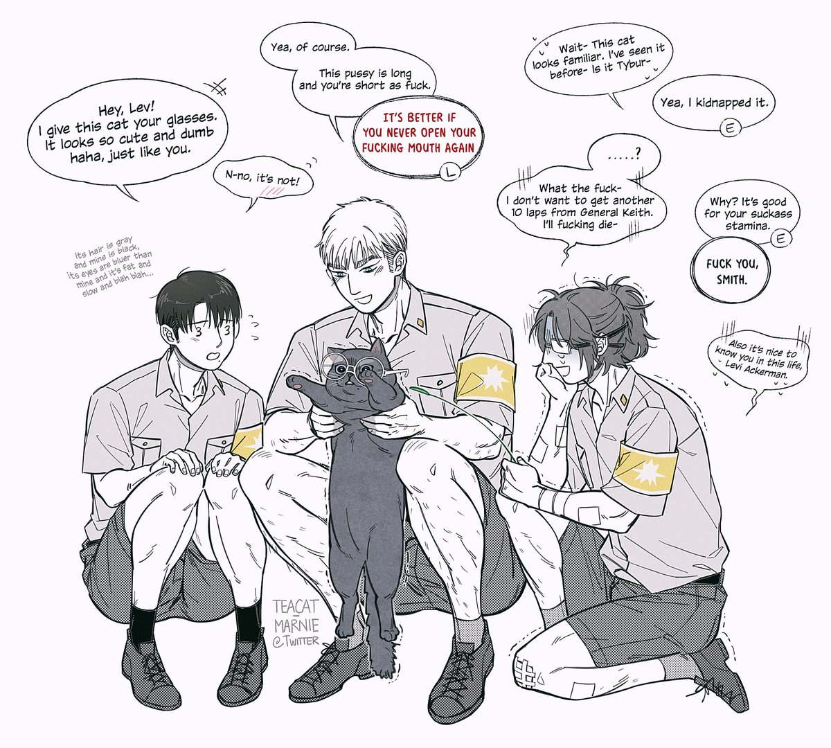 teacat_marnie's tweet photo. 🐈‍⬛+👓
.
#エルリ #Eruri #Hanji #ハンジ #MarleyEruri https://t.co/CtBjRsZKwY