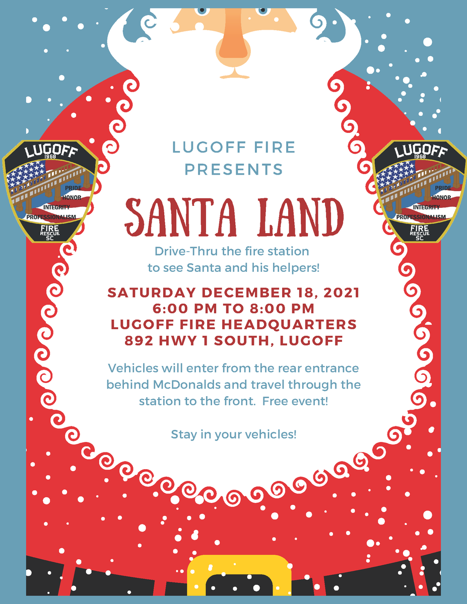 chiefcjones's tweet photo. Santa Land 2021 - Lugoff Fire Department  - This Saturday December 18, 2021 - 6pm to 8pm. https://t.co/rGPgKDat6s
