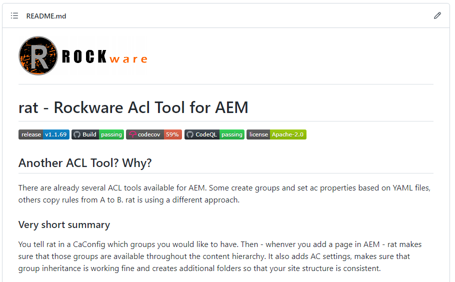 rockware12's tweet photo. Tired of managing ACLs and groups in AEM manually? Why not give a try to our Rockware Acl Tool ("RAT"). Auto-generated groups based on the content structure. Subfolders in DAM, experience-fragments, .. will be created immediately. https://t.co/u6CsByJdlJ https://t.co/qc0gPzzmWh