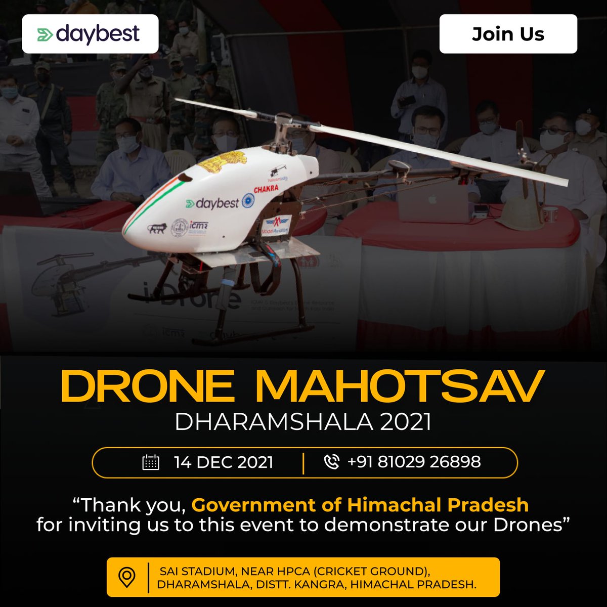 daybestpro's tweet photo. शक्ति प्रदर्शन - ड्रोन महोत्सव, हिमाचल प्रदेश
.
.
We build our drones for a reason, "Drones deliver the impossible"

@daybestpro @JM_Scindia @jairamthakurbjp @DrMarkanda https://t.co/p6irMbbLyn
