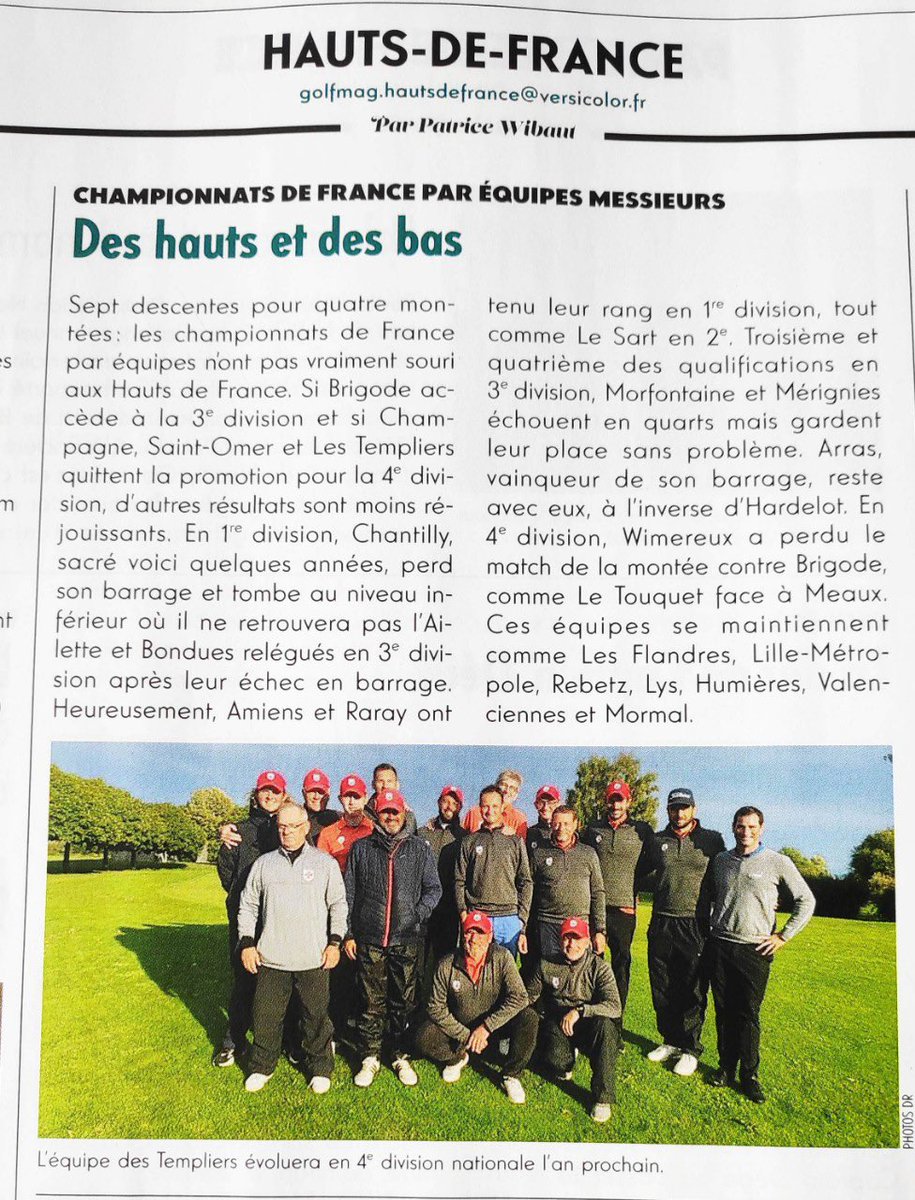 ASTGC60's tweet photo. @golftempliers sont à l’honneur dans Golf Magazine du mois de Décembre https://t.co/QoySifGH76