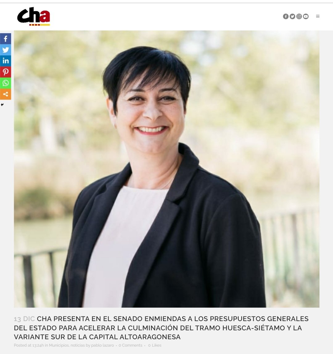 chunta's tweet photo. 👉  @sonialastruey #CHA presenta en el @Senadoesp enmiendas a los #PGE2022 para acelerar la culminación del tramo Huesca-Siétamo y la variante sur de la capital altoaragonesa @CHA_Huesca
 https://t.co/k1B6nygEJ5 https://t.co/YkfwABlymK