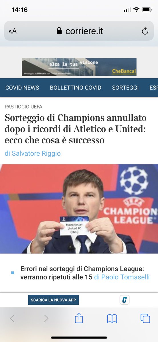 GiorgioMColombo's tweet photo. Cosa si saranno ricordati Atletico e United?#sorteggio #UCLdraw @Corriere https://t.co/IINQpcXTbT