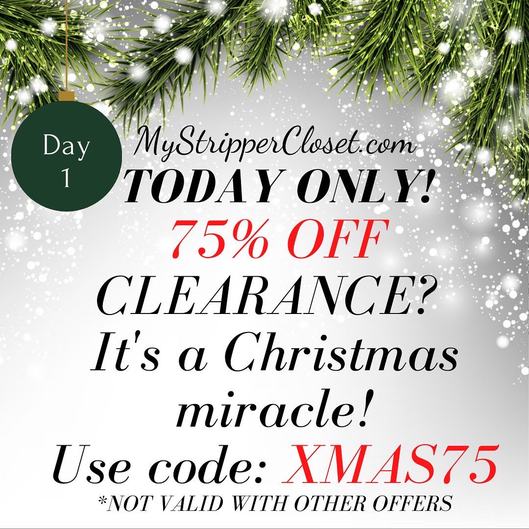 SamStripper's tweet photo. 12 DAYS OF CHRISTMAS! Day 1 starts now! Sign up for our newsletter so you never miss these holiday deals! #Christmas #12DaysofChristmas #strippers #HolidayDeals https://t.co/hCeaEMehtC