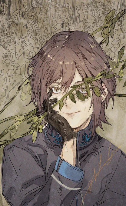V二次創作のための「鳴神裁」の小説表紙、ご依頼で書きましたいい顔が描けた! 