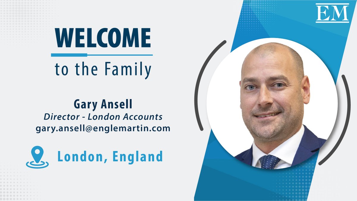 EngleMartin's tweet photo. We are pleased to welcome Gary Ansell as the newest member of our Business Development Team! Based in London, England Gary will serve as the Director - London Accounts. Click below to learn more:
https://t.co/oRLfgFkhdu #EngleMartin #Welcome https://t.co/A07BY4RPUa