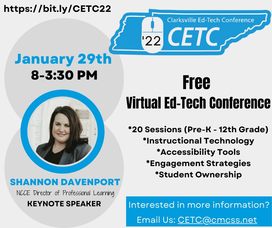 P_Authier's tweet photo. Calling all educators!  

Our team is so excited to share that we will be hosting CETC! Visit our website for more information or email us at CETC@cmcss.net
#CETC2022 #cmcsstech https://t.co/TTAWG6qcGy
