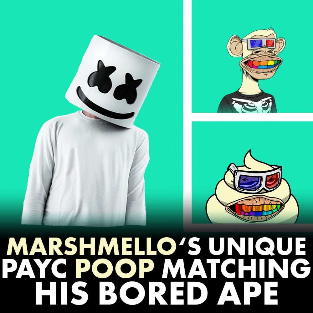 apepoopclub's tweet photo. DJ @marshmellomusic is pooping too and will receive his matching Poop to his @BoredApeYC too😁💩

#nft #nftartist #digitalart #marshmello #dj #artist #boredapeyachtclub #blockchain #poop #celebrity #nftnews #ethereum #poopapeyachtclub https://t.co/ciwsIVRJr7