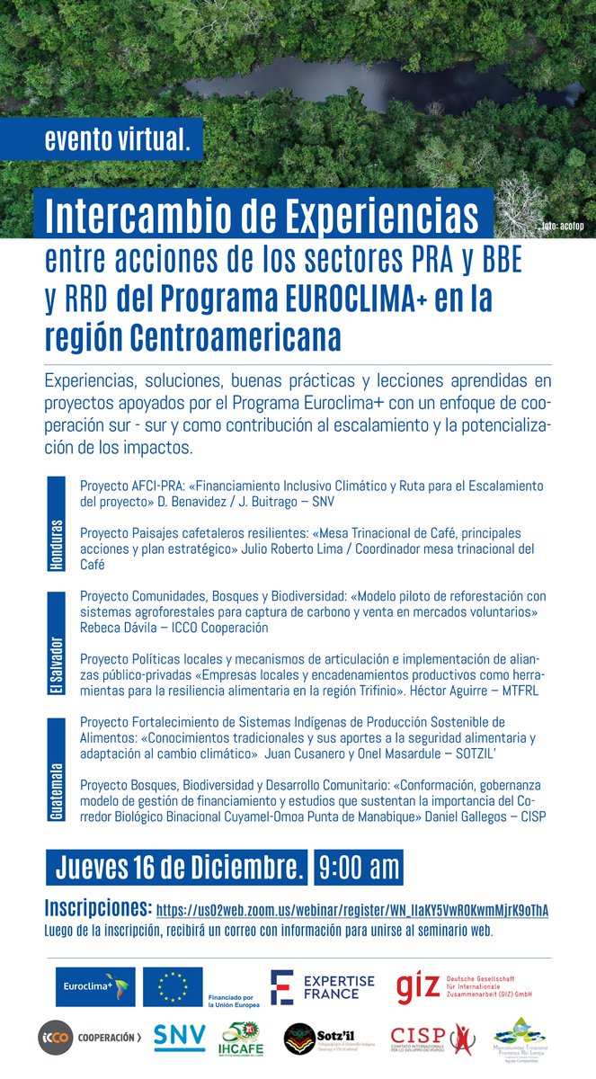 SNVCAMERICA's tweet photo. ¡Conocimiento que no se comparte, se pierde!

Conoce experiencias, buenas prácticas y lecciones aprendidas de proyectos apoyados por @EUROCLIMA_UE_AL en Producción Resiliente de Alimentos; Bosques, Biodiversidad y Ecosistemas, y RRD en Centroamérica. 

https://t.co/pL77fXKACR https://t.co/Fc49KcSBna