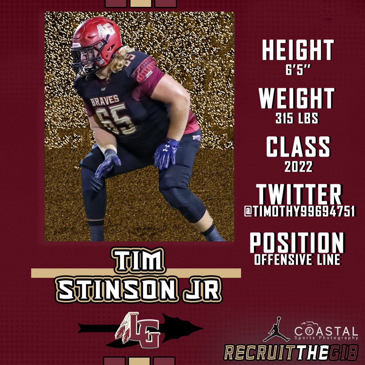 👤 Tim Stinson Jr
🐦 <a href="/timothy99694751/">timothy stinson jr</a> 
🎓 2022
🏈 Offensive Line
🎥 bit.ly/3yiZ8MM

#BOE #RECRUITtheGIB